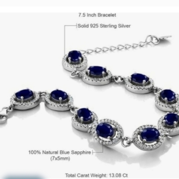 NIB Blue Sapphire Tennis Bracelet Set In Sterling Silver Gemstone King - Picture 8 of 14